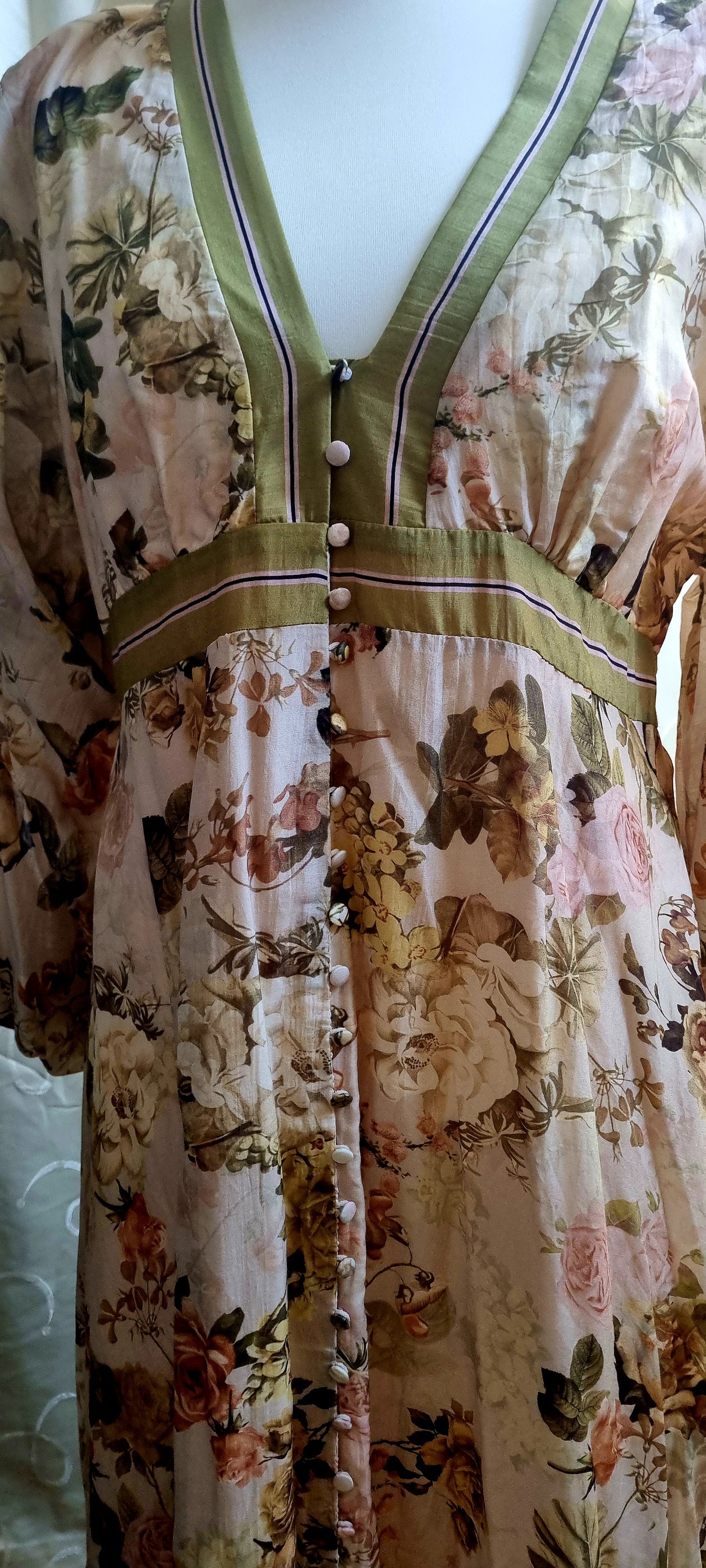 Karen Millen Dress – Floral Print – UK 22 – Long Sleeve Maxi Boho Style – Pre-Worn