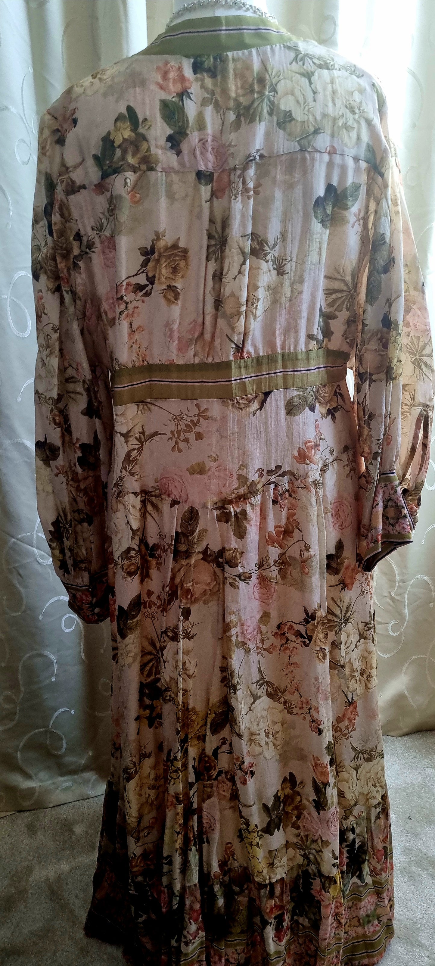 Karen Millen Dress – Floral Print – UK 22 – Long Sleeve Maxi Boho Style – Pre-Worn