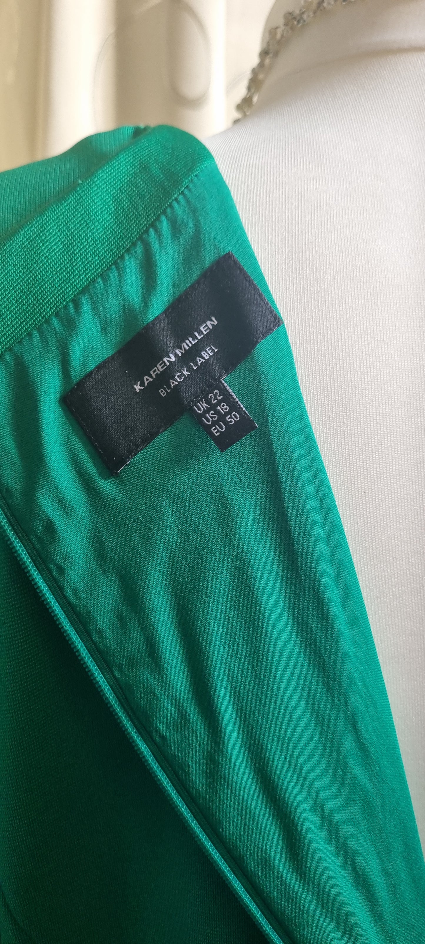 Karen Millen Dress UK 22 Green Belted Ruffle Hem Party Cocktail Wedding Guest
