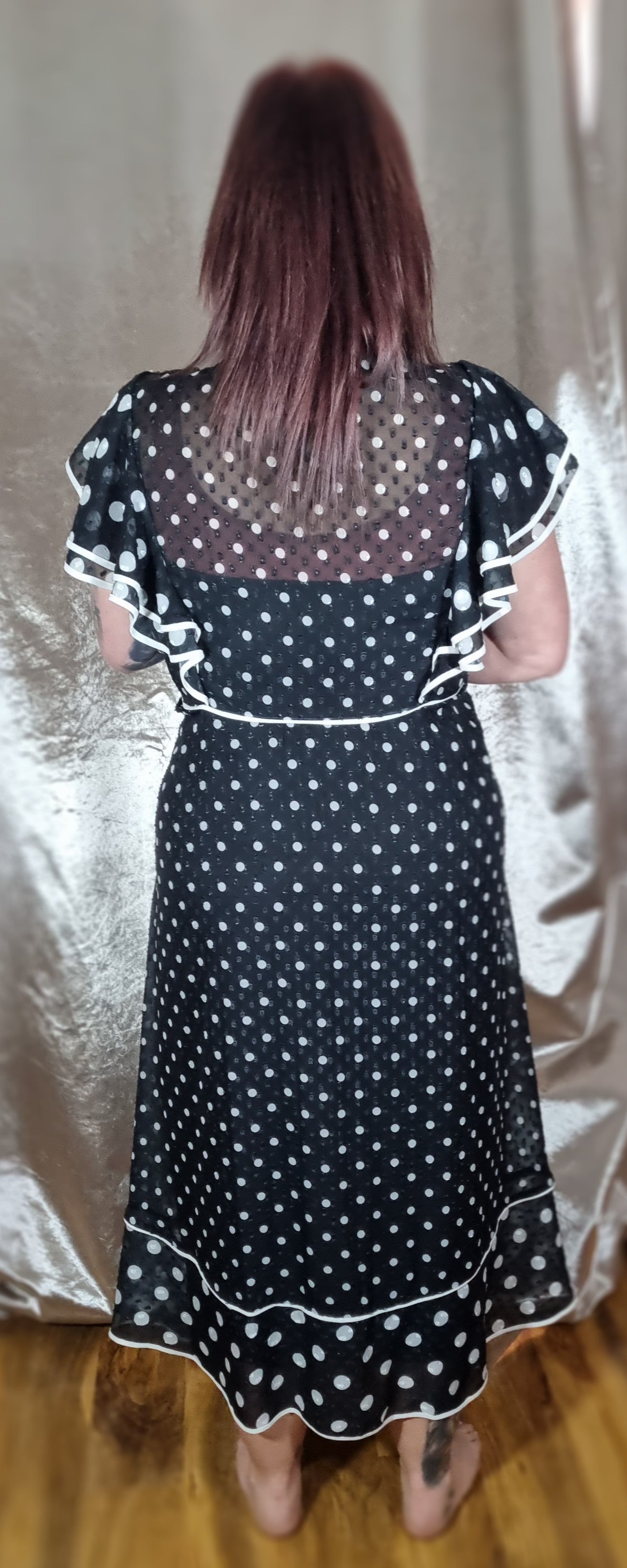 Karen Millen Black & White Polka Dot Midi Dress – Playful and Fun