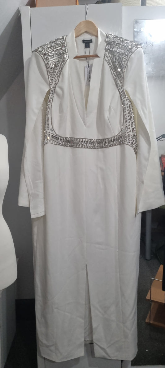 Karen Millen Plus Size 24 White Embellished Cape Maxi Dress – Formal, Prom, Wedding