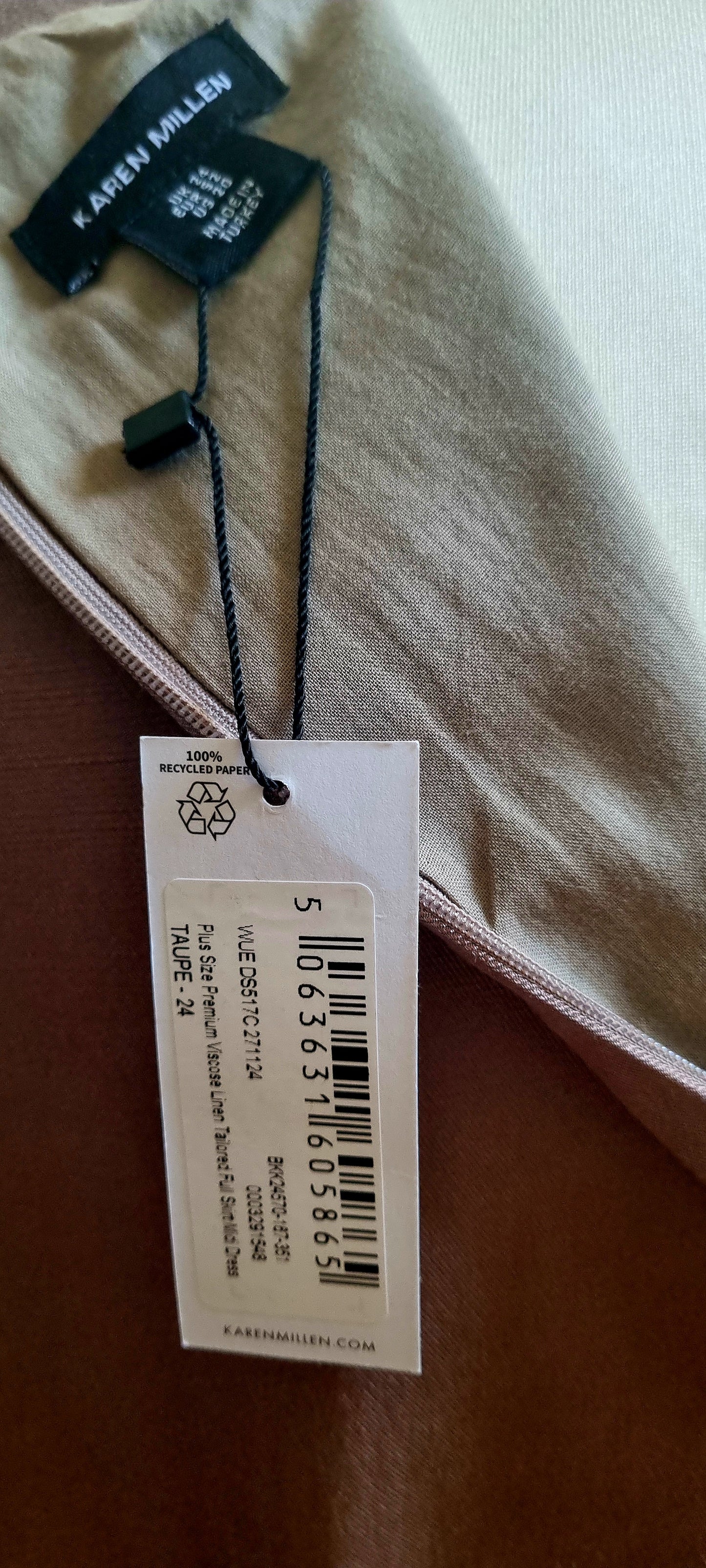 Karen Millen Linen Blend Midi Dress Size 24 Plus Collared Sleeveless Belted