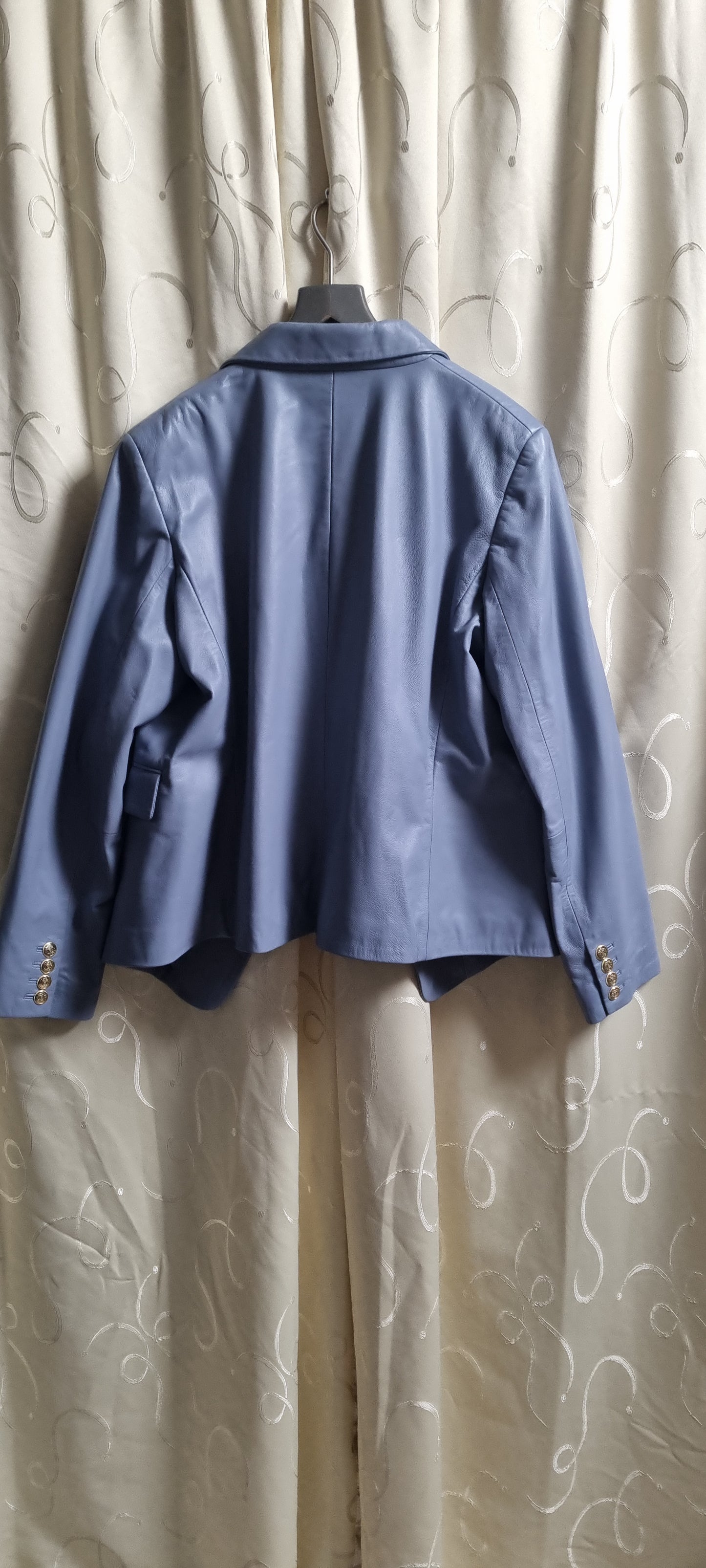 Karen Millen Real Leather Jacket Blue – Size 22 – Excellent Condition