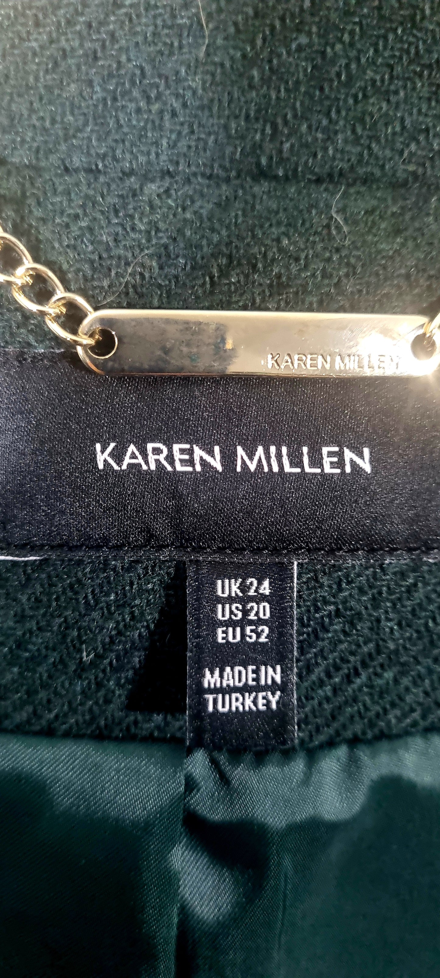 Karen Millen Size 24 Green Double-Breasted Coat