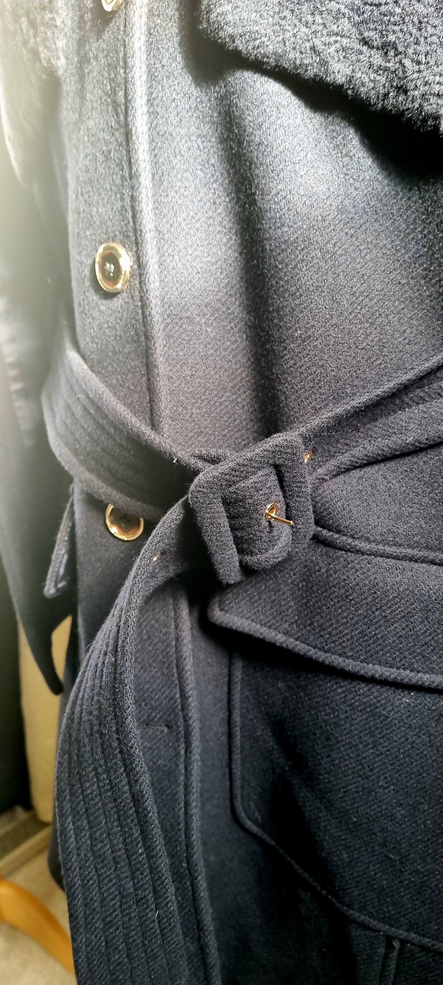 Karen Millen Navy Cape Jacket – Size 22 – Italian Virgin Wool Shearling Mix