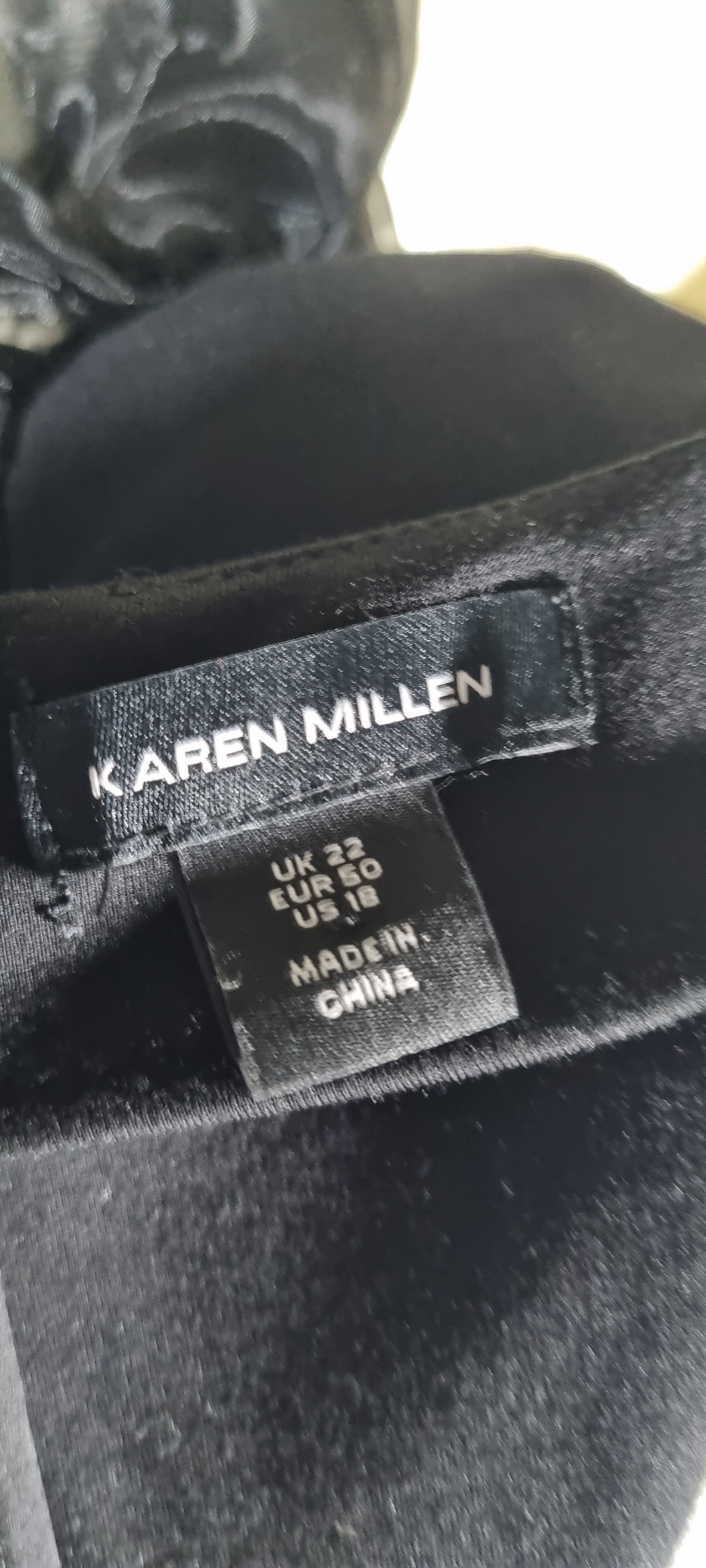 Karen Millen Black Statement Sleeve Dress – Size 22 – Excellent Condition