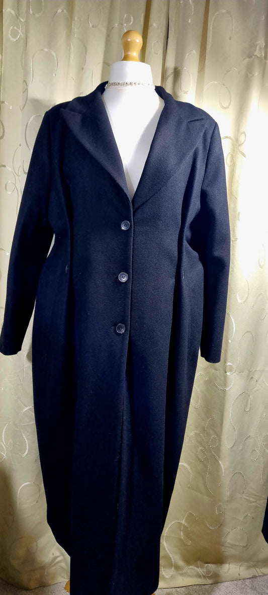 Karen Millen Italian Wool Coat – Size 24 – Black – Brand New with Tags