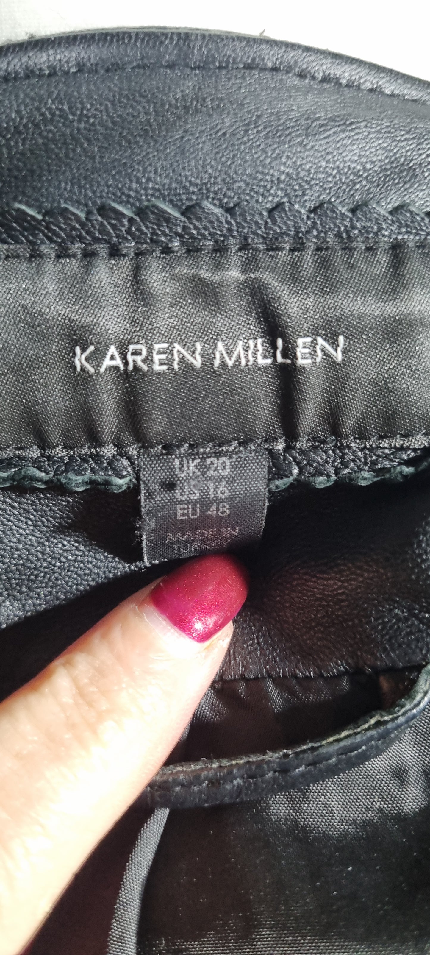 Karen Millen Black Quilted Real Leather Biker Jacket – Size 20 – Excellent Pre-Worn Condition