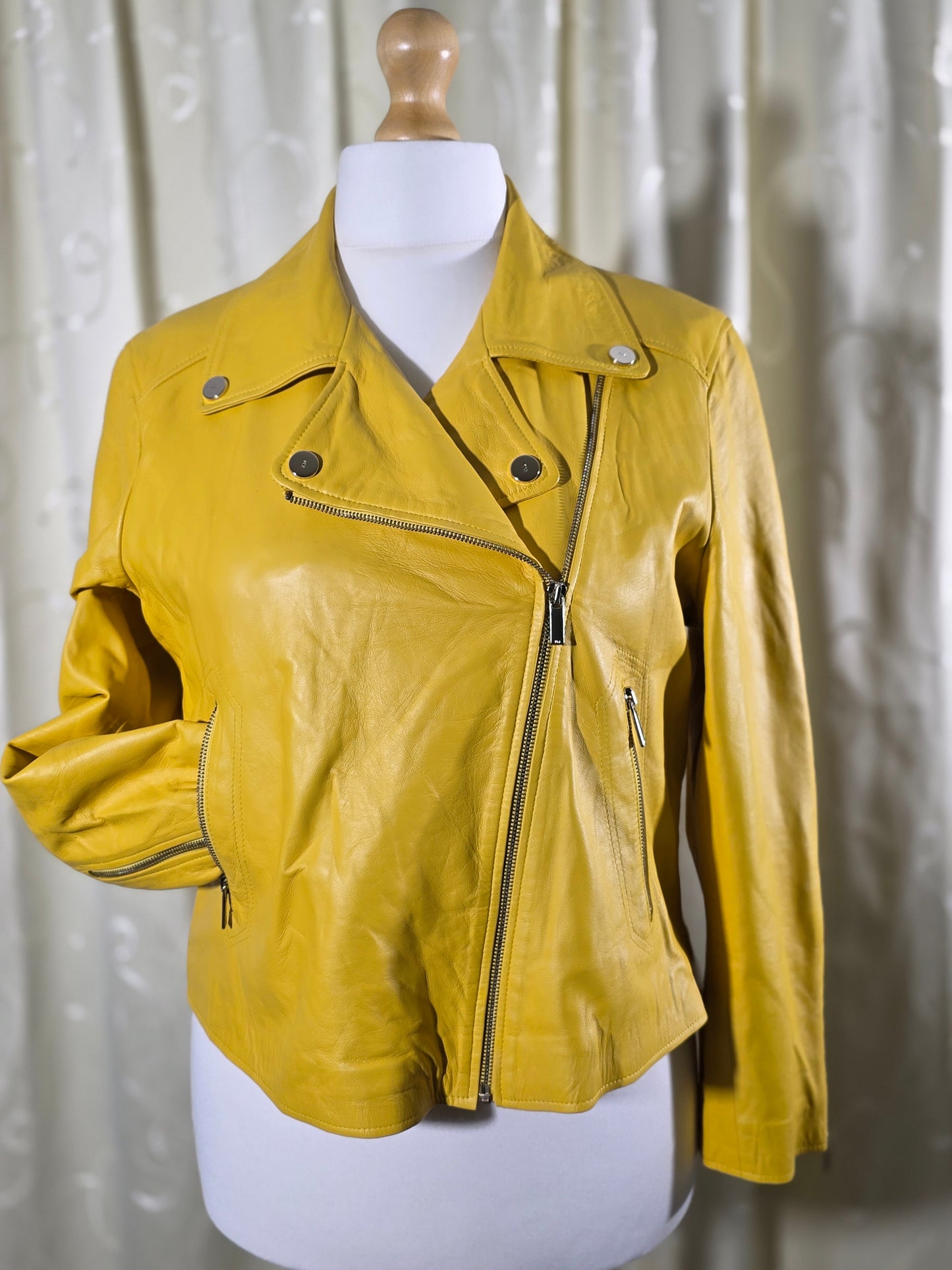 Karen Millen Real Leather Biker Jacket – Size UK 20 – Excellent Condition