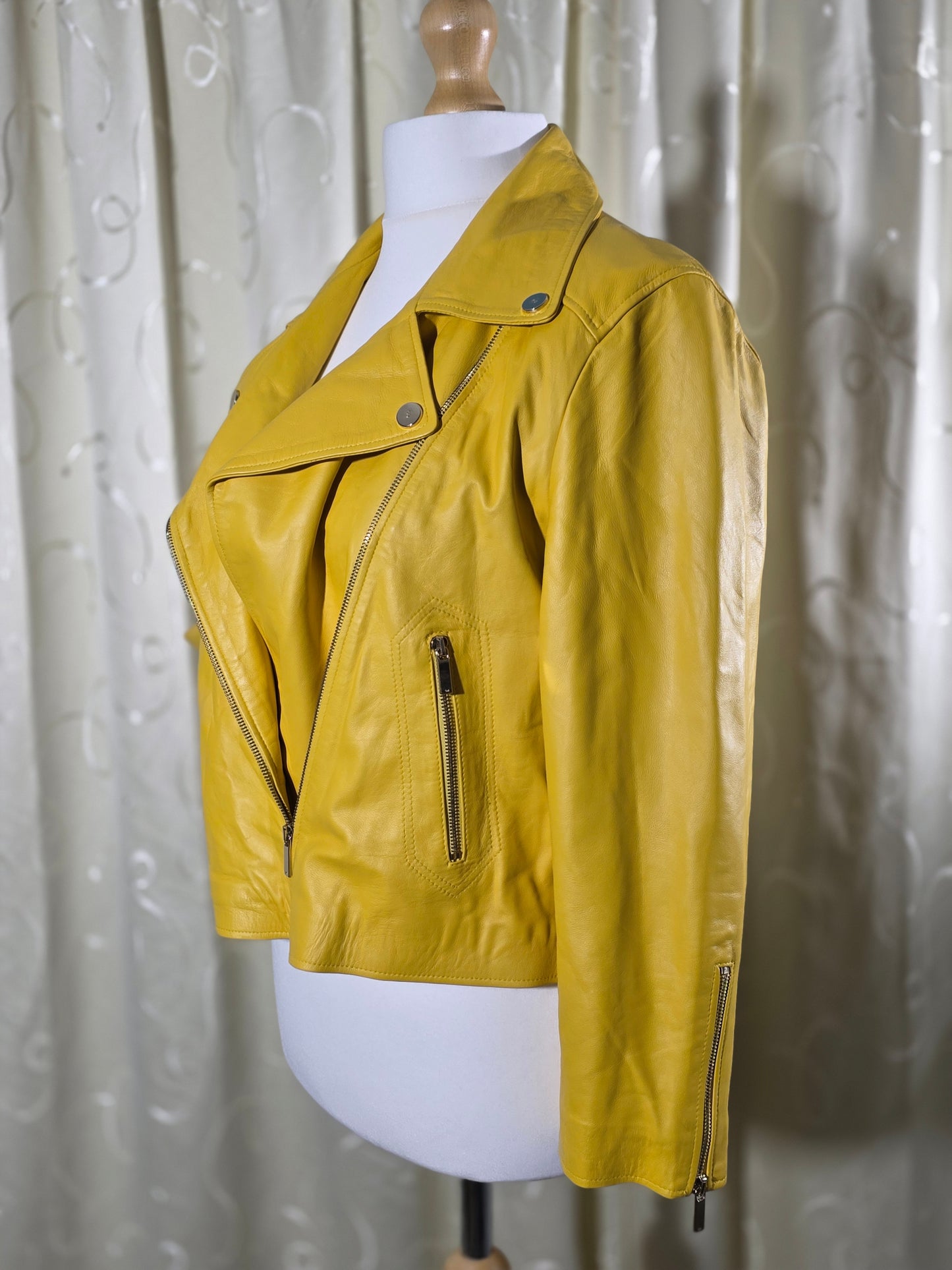 Karen Millen Real Leather Biker Jacket – Size UK 20 – Excellent Condition