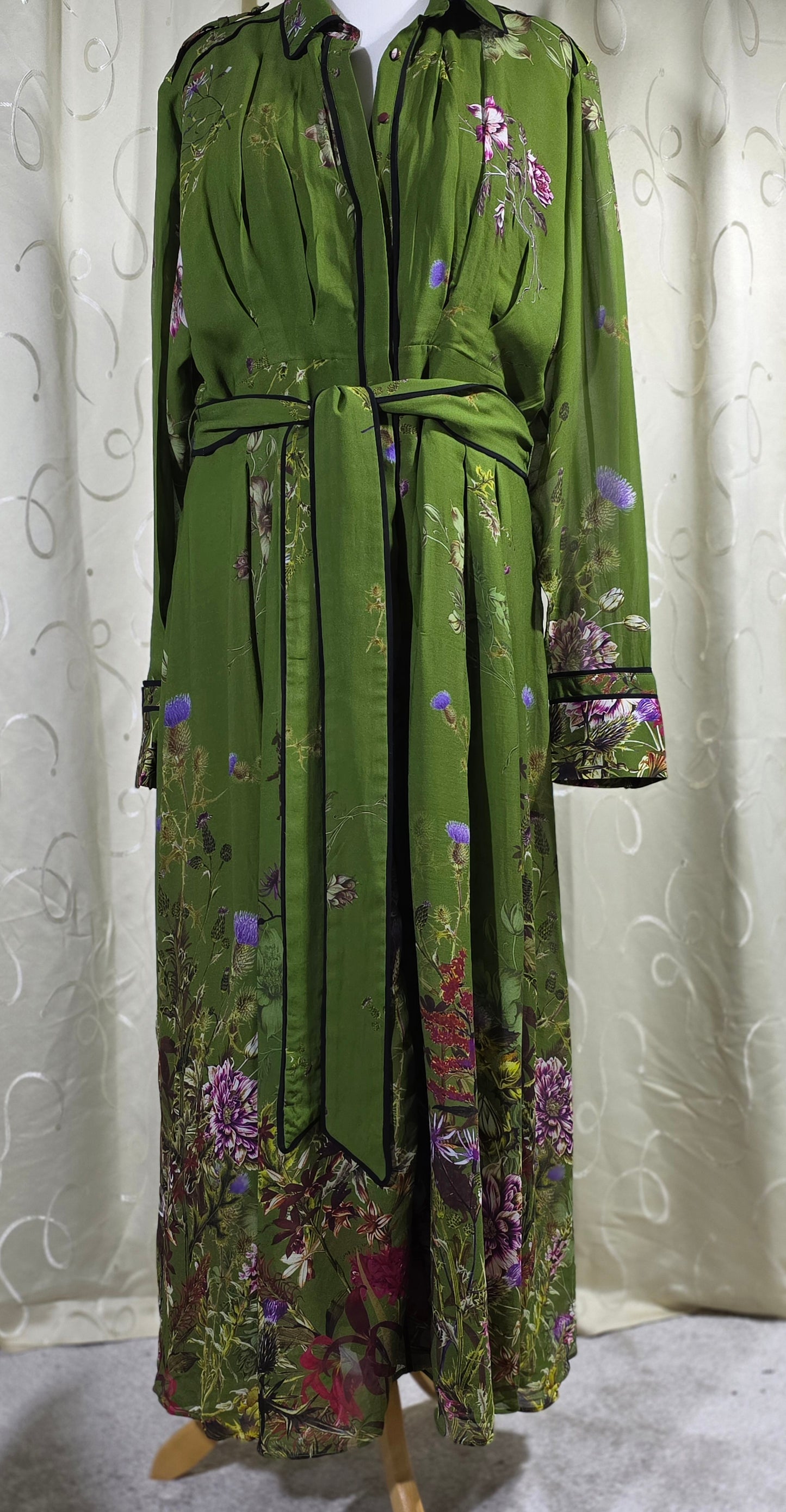 Karen Millen Green Floral Maxi Dress – Size UK 20 – Excellent Condition