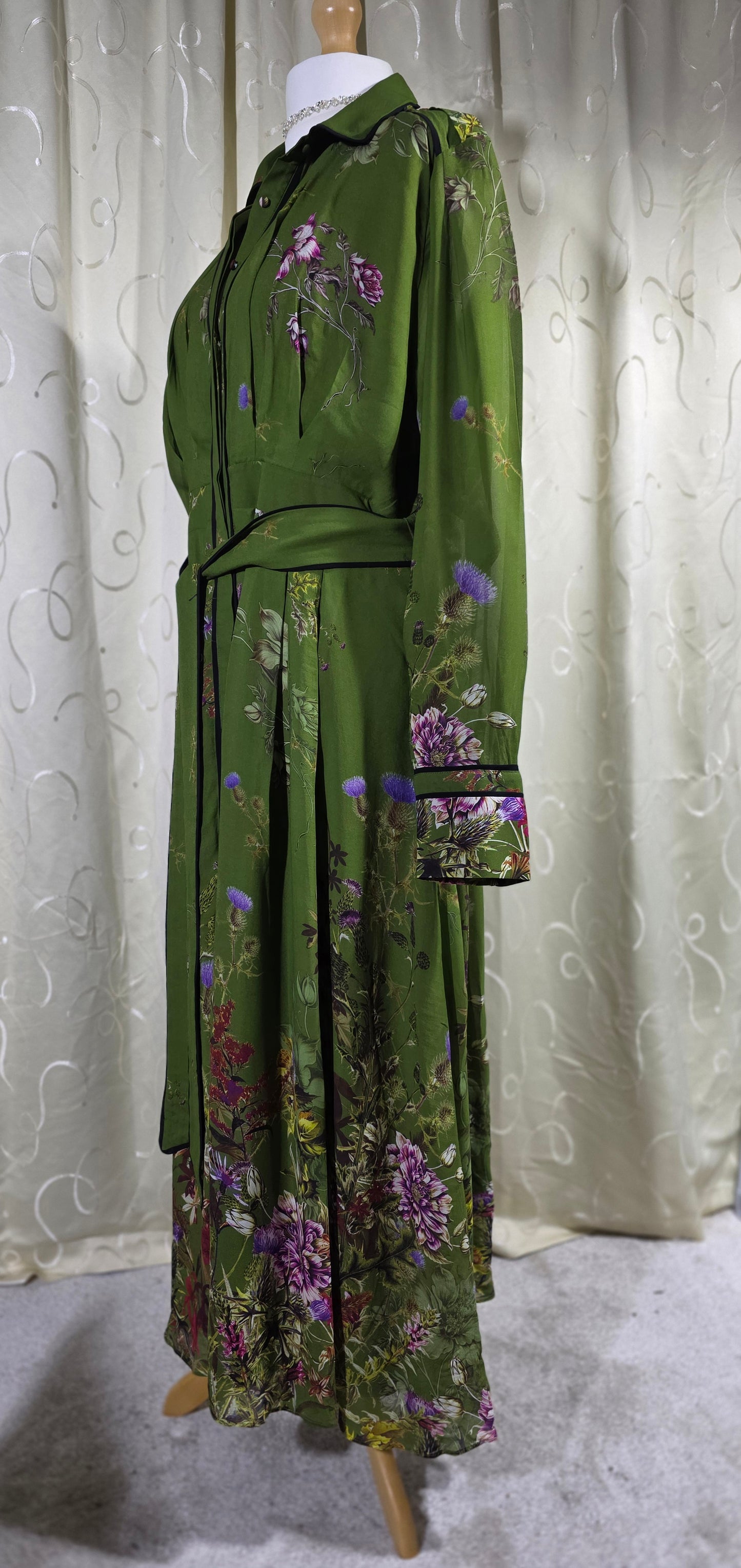Karen Millen Green Floral Maxi Dress – Size UK 20 – Excellent Condition