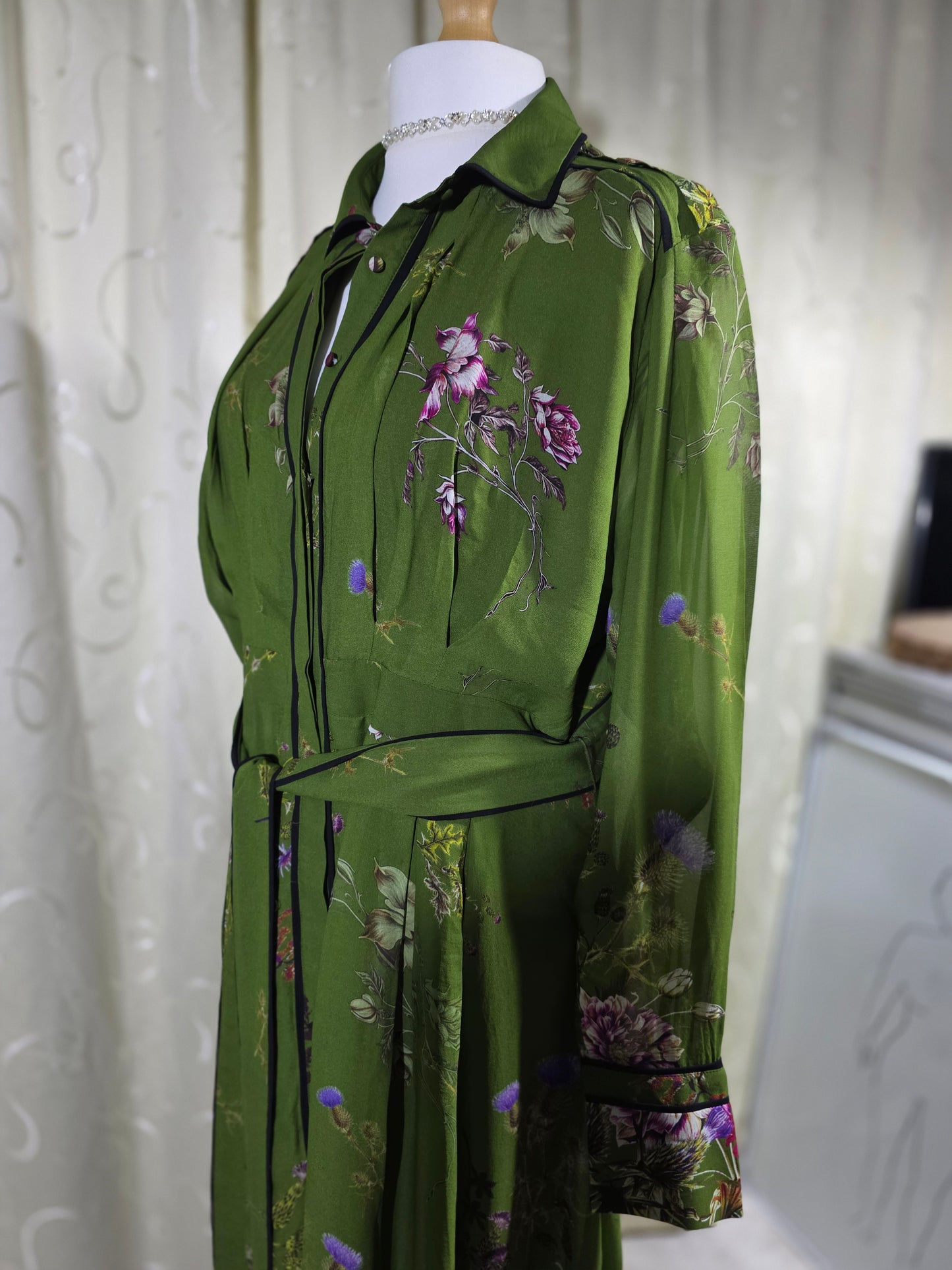Karen Millen Green Floral Maxi Dress – Size UK 20 – Excellent Condition