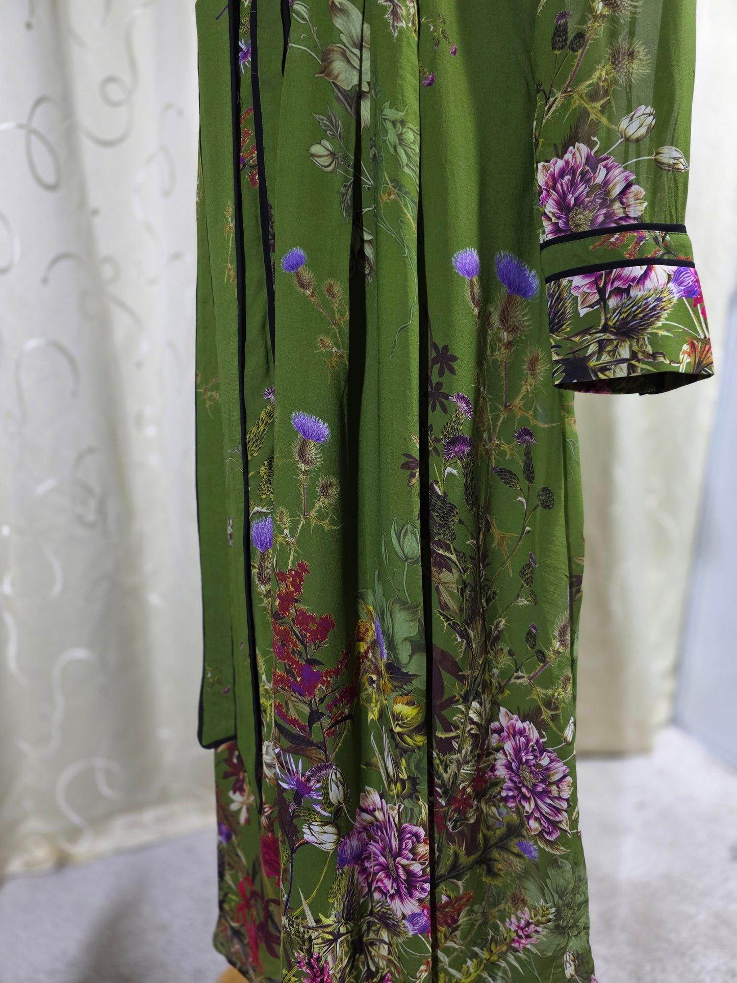 Karen Millen Green Floral Maxi Dress – Size UK 20 – Excellent Condition
