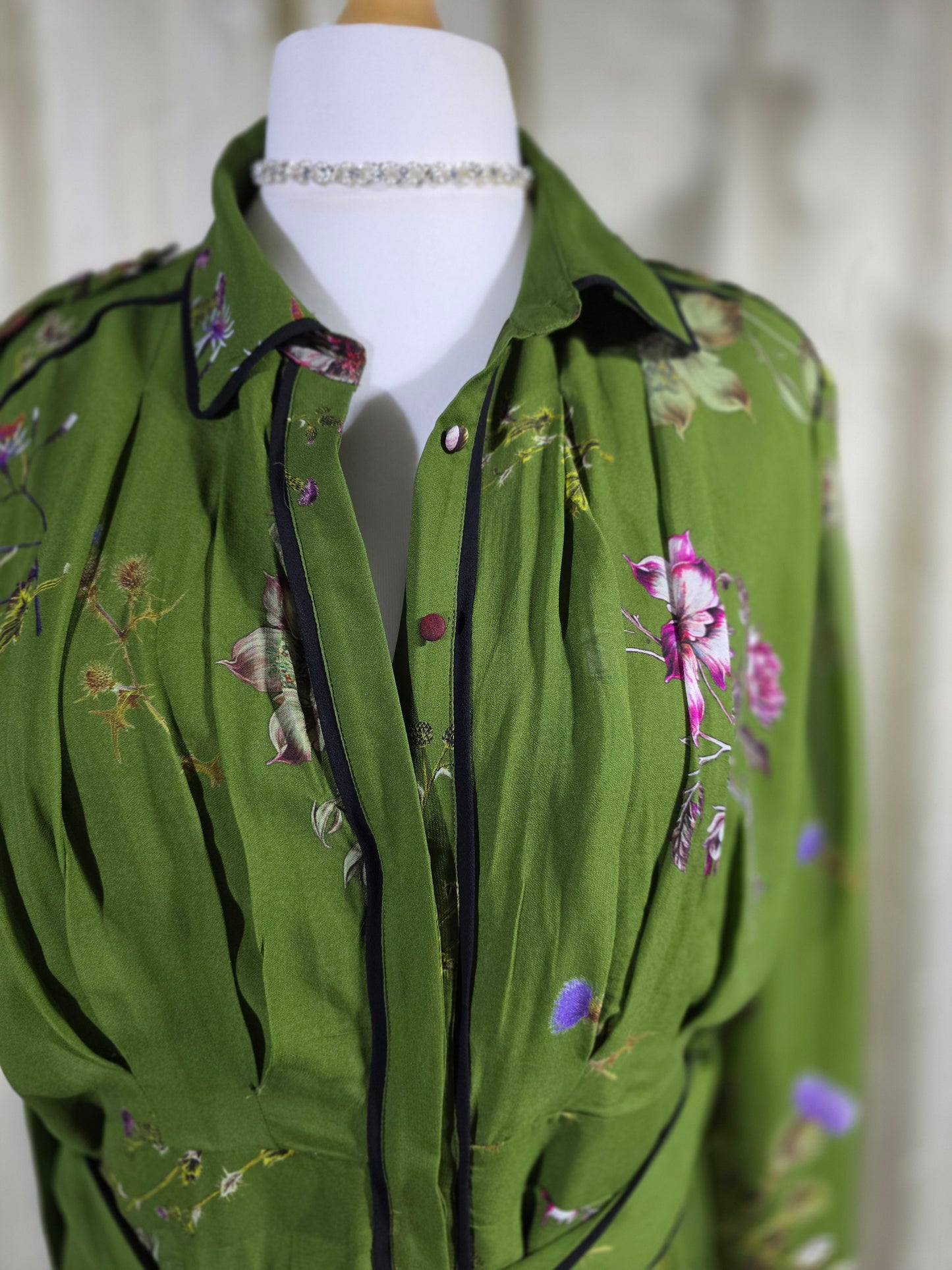 Karen Millen Green Floral Maxi Dress – Size UK 20 – Excellent Condition